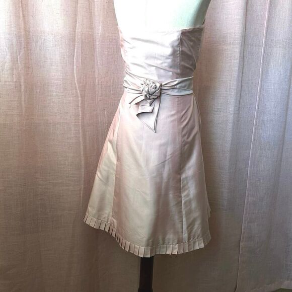 Vintage Ann Taylor Pink Silk Strapless Midi Dress Size 6 - Picture 2 of 10